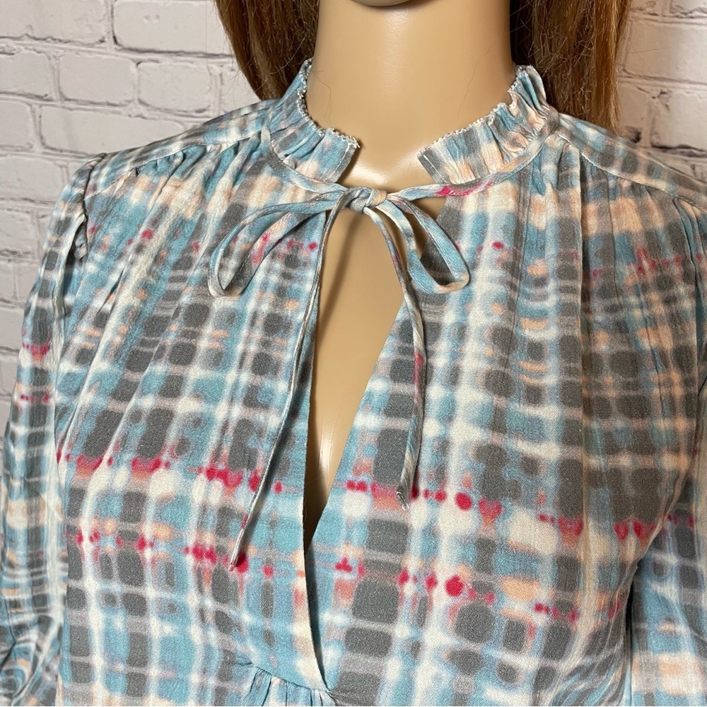 NWT New $198 Joie Jindrah Gathered Printed Cotton Blouse Size S - Picture 11 of 15